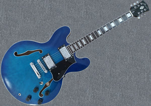 Firefly FF338Pro Full Size Semi Hollow body Electric Guitar (Transparent Blue Color)