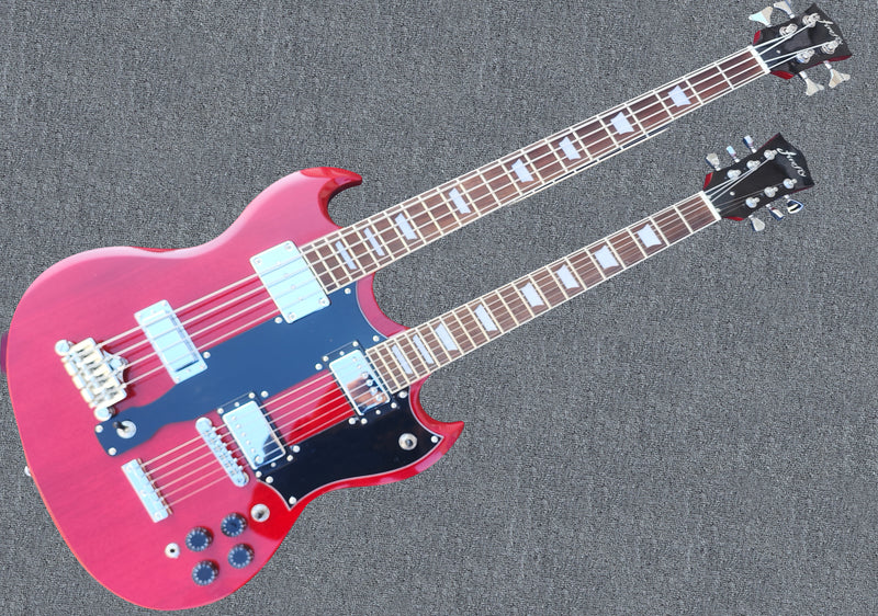 Promotion!Firefly Double necks FFLGS ELECTRIC GUITAR And Bass with a h