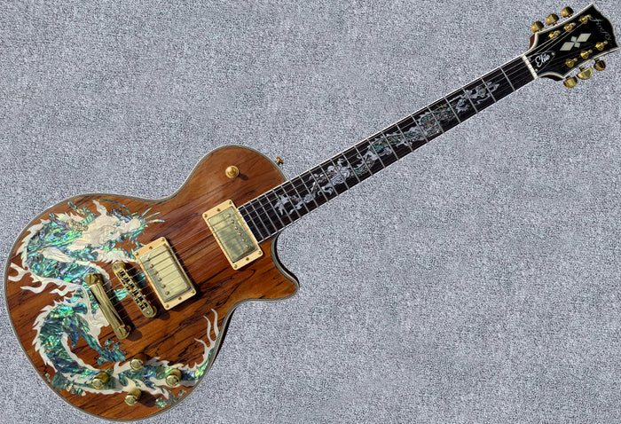 New Firefly FFSP Electric Guitar with Dragon Inlay ( Spalted Nature Color)