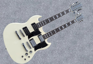 Firefly Double Necks 12 Strings +6 Strings FFLGS Electric Guitar With Hardcase (OffWhite Color)