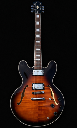 Firefly FF338PRO Full Size Semi Hollow body Electric Guitar （Transpatent Brown Burst Color)