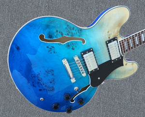 NEW Firefly FF338pro Full Size Semi Hollow body  Electric Guitar (Blue Burl)