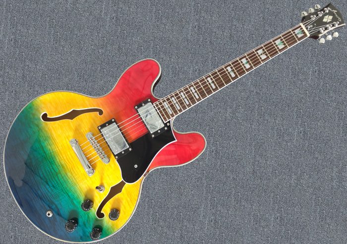 Promotion! Firefly FF338PRO Full Size Semi Hollow body Electric Guitar (Ultra-Prismatic Color)