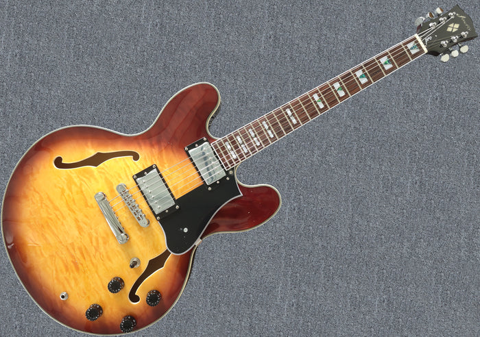 New Firefly FF338PRO Full Size Semi Hollow body Electric Guitar (Sunburst Color)