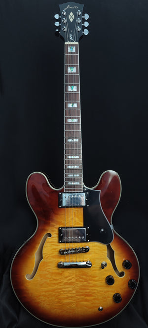 New Firefly FF338PRO Full Size Semi Hollow body Electric Guitar (Sunburst Color)