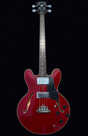 Firefly FF338PRO Full Size Semi Hollow body Electric Bass Guitar (Transparent Red Color)