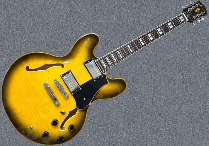 Firefly FF338PRO Full Size Semi Hollow body Electric Guitar (Yellow Color)
