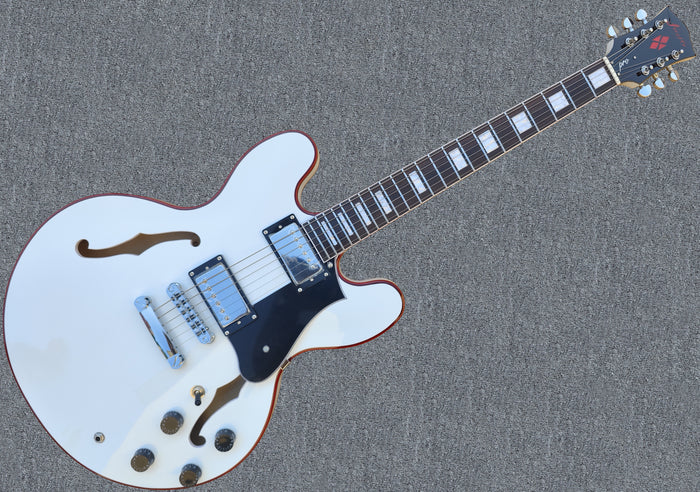 Firefly Full Size Semi Hollow body Electric Guitar (White Color)
